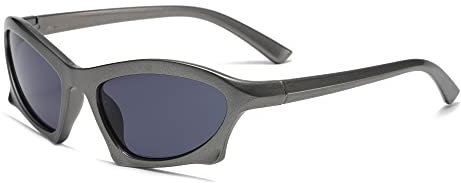 Cyxus Y2K Sonnenbrille Modische Brillefassung UV400 Schutz für Reisen Fahren Angeln Golf（1081 Grau）