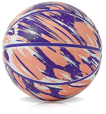 PECOGO Pallone da basket in gomma ufficiale da 69,8 cm, per interni ed esterni, misura 5, per bambini, adolescenti, ragazzi e ragazze, idea regalo
