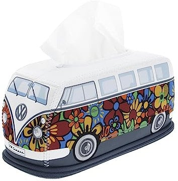 BRISA VW Collection - Volkswagen Neopren Kosmetik-Servietten-Spender-Papier-Taschentuch-Tissue-Box fürs Bad im T1 Bulli Bus Design (Flower)