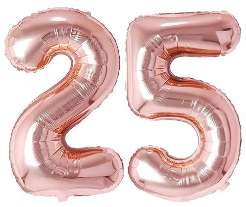 Vthoviwa 40 Zoll/18 Farbens Luftballon Zahlen 25/52 Rosegolden, Helium Luftballon 25/52. Geburtstag Foil Ballon, 0123456789,10-19,20-25,30,40,50,60,70,80,90, Folienballon 25/52 Party Dekoration