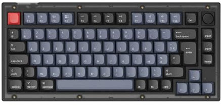 Keychron V1 ISO-FR-Layout Clavier mécanique Filaire Custom Knob Version, 75% Layout QMK/Via Programmable, K Pro Red Switch remplaçable à Chaud, pour Mac Windows Linux (Frosted Black)