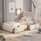 Azkoeesy Polsterbett 90 x 200 cm Kinderbett Jugendbett mit 2 Schubladen und Lattenrost Kopfteil Samt Beige