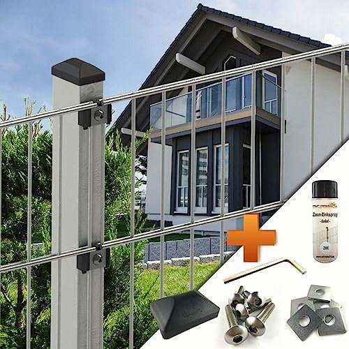 auf-mass24 Doppelstabmattenzaun feuerverzinkt KP Länge und Höhe wählbar 6/5/6 Doppel-Stab Matten Zaun Draht Gitterzaun Metallzaun (17.5, 1.03)