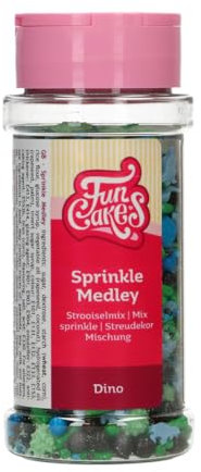 FunCakes Streusel Medley Dinosaurier: Tortenstreusel, großartiger Geschmack, perfekt zum Verzieren von Torten, Streuselmischung. 65 g.