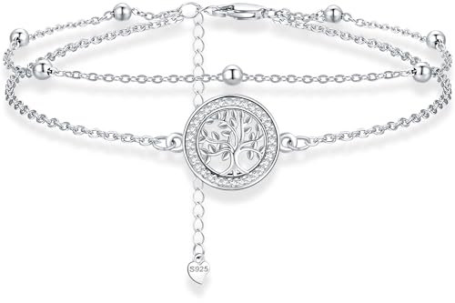 Aniu Lebensbaum Armband Damen Sterling Silber 925 - Baum des Lebens mit Zirkonia, Verstellbar - Schmuck für Damen