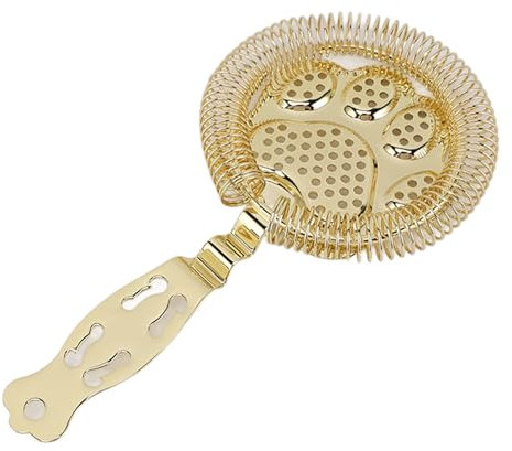 Jeanoko Colino da Cocktail, Strumento da Cocktail Strainer Bar per Bar e Ristoranti con Filtri a Maglia Fine per Bevande Purificate (Oro)