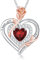 LAVUMO Halskette Damen Silber 925 Doppel Herz Rose Blume Kette Damen Geburtsstein Halsketten Muttertag Geburtstag Valentinstag Weihnachten Schmuck Geschenke Frauen Mama (Silber-Gravur-01-Januar)