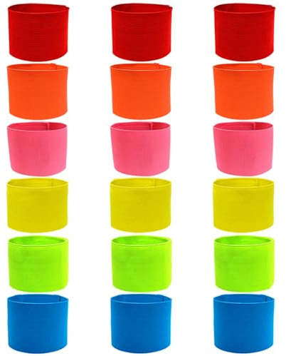 18 Pieces Multiple Colour Football Soccer Captain's Armbands,Elastic Adjustable Armbands Funeral Mourning Band Anti-Drop Armbands for Multipurpose Use,DIY,Sport Team Badges
