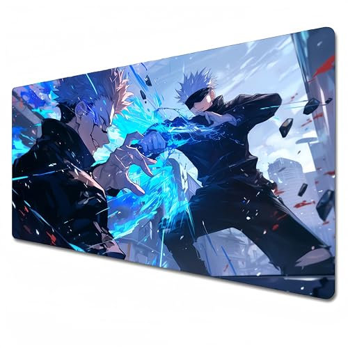 Jujutsu Anime Mouse Pad XXL 900x400 Office Desk Mat Large Waterproof Anti-Slip Gojo Ryomen Sukuna Blue