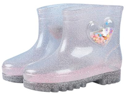 Stivali di gomma da bambina a mezza gamba, suola antiscivolo, stivali da pioggia, scarpe da pioggia, impermeabili per bambini, comodi stivali da pioggia primaverili ed estivi per bambini, trasparente,