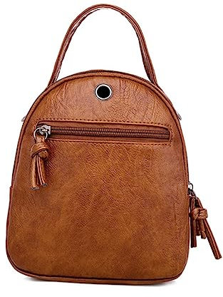WRITWAA Pu-lederrucksack Vintage Für Damen Mit Reißverschluss Praktisch Für Telefon Karten Kopfhörer Etc Robustes Material Modische Reisetasche Oder Umhängetasche