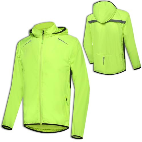 ARMAAN Veste de Cyclisme imperméable d'été pour Hommes, 2 en 1, Manches Amovibles, Gilet Hybride, Coupe-Vent, réfléchissant, léger, Maillot de Course, activités de Plein air, imperméable,Green-5XL