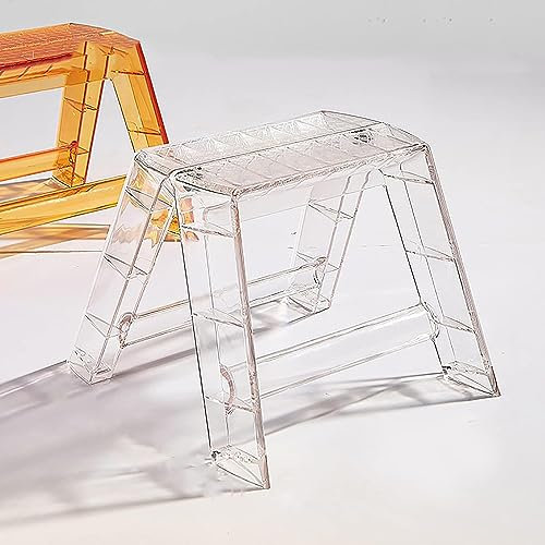 XLDZ Acrylic Folding Portable Step Ladder, Step Stools for Adults, 1 Step Adults, Small Chair, Transparent Stool for Indoor Outdoor Library Kitchen(Transparent)