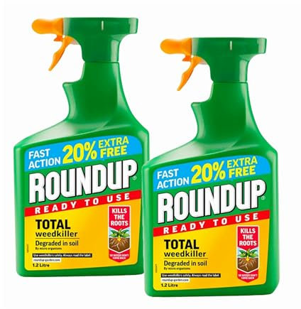 Garden Fast Action Weed Killer - Pack of 2 x 1.2L Ready To Use Total Weed Burner Weedkiller Garden Sprayer Bundle with Topline Card. Weed Killer Extra Strong for Driveways, Paths, Patios