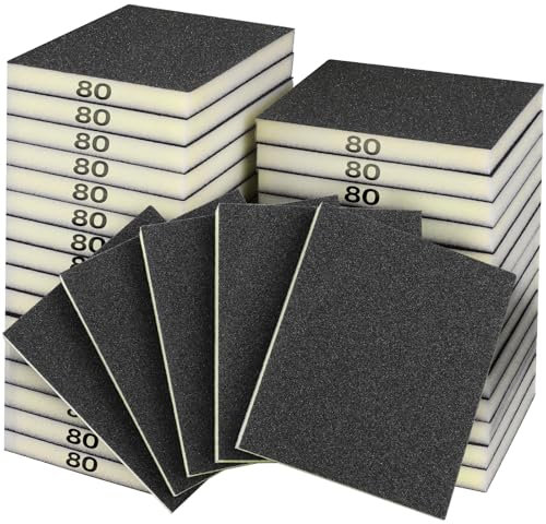 Sruhrak 18 Stück Weich Schleifschwamm, 80 Körnung Weiches Schleifblock Nass und Trocken Schleifschwämme Waschbar und Wiederverwendbare Schleifpads für Holz, Kunststoff und Metall Polieren