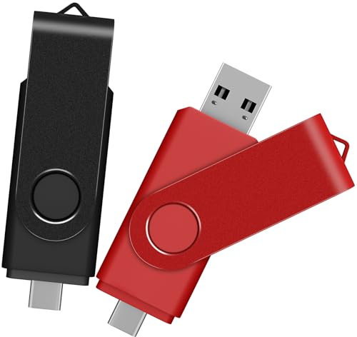TEWENE USB C Stick 64GB 2er-Pack,USB Stick 3.0 für Phone und pad,Speicherstick für Handy 2 in 1(USB-C und USB-A),für Phone/Tablet/Android-Telefone und Computer.