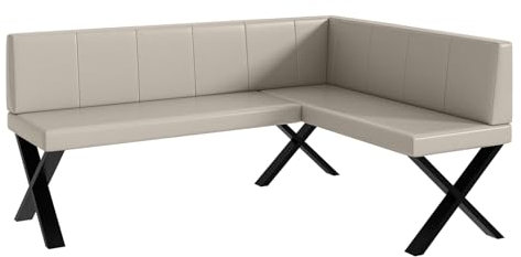 MEBLINI Eckbank für Esszimmer - Küchenbank - Essecke - Sitzecke Küche - Peter - X-Beine 128x168x87cm Rechts - Beige Kunstleder