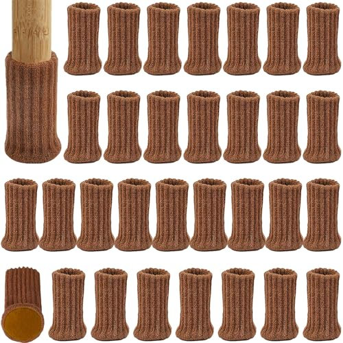 32pcs Chaussette Chaise pour Pieds de Chaise Mobilier en Feutre Fond épais Patins antidérapants pour Meubles Évitez Les Rayures/Le Bruit pour Convient aux Pieds de Chaise de 1 à 2 de Diamètre Brun