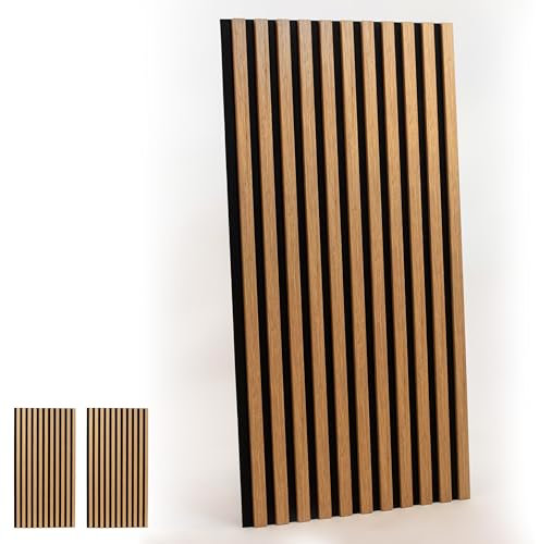 INNOVATE Akustikpaneele [Wandpaneele Holz Schalldämmung] 2 Stk. I Akustikpaneele Holz Schallabsorber I Holzpaneele Wand Wanddeko Wohnzimmer Schallschutzplatten Wanddeko I Eiche hell, 120x60cm: 1,44m²