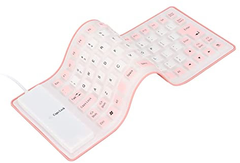 Clavier en Silicone, Clavier Flexible sans Fil, 85 Touches, Pliable, pour PC, PINK
