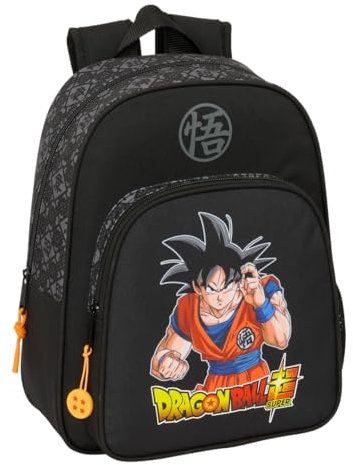 safta Dragon Ball Combat Schulrucksack für Kinder, ideal für Kinder verschiedener Altersgruppen, bequem und vielseitig, Qualität und Widerstandsfähigkeit, 27 x 10 x 33 cm, Schwarz, M, Casual