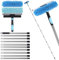 13Ft Extendable Window Cleaner, 2-in-1 Window Cleaning Equipment, Telescopic Long Window Cleaning Tool for High Windows Car Glass, with 2 Microfiber Cloth & Squeegee Blade