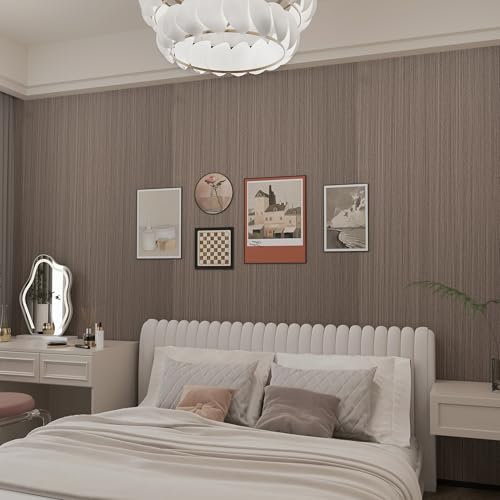 TOTIO 32x157inch Brown Wood Effect Self Adhesive Wallpaper Industrial Style Wood Look Wall Sticker Rustic Oak Vinyl Wrap Removable Furniture Sticker Matt Thicken Walnut Effect Sticky Back Plastic Roll