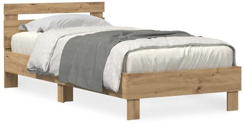 vidaXL Modernes Massivholz Eichenbettgestell Einzelgröße 90 x 200 cm Hochwertige Verarbeitung Einfache Montage Stylische Möbel für Schlafzimmer Langlebiges Design