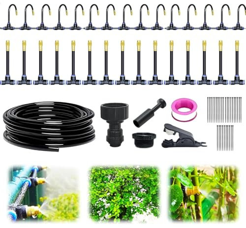 360° Curved Garden Automatic Irrigation System, Bewässerungssystem, Gewächshaus Gartenbewässerung Hochbeet Bewässerung Tropfbewässerung für Greenhouse Landschaft Gemüsegarten Bauernhof (15M)