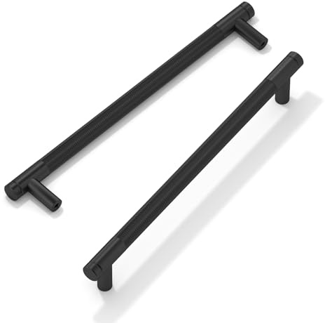 FURNIWARE 10 Pezzi Maniglie per Armadi Nero Opaco, Maniglie per Ante di Armadi 192mm Distanza tra Fori, Maniglie per Mobili Zigrinate, Maniglie per Porte Moderne, Maniglie per Armadi da Cucina, Armadi