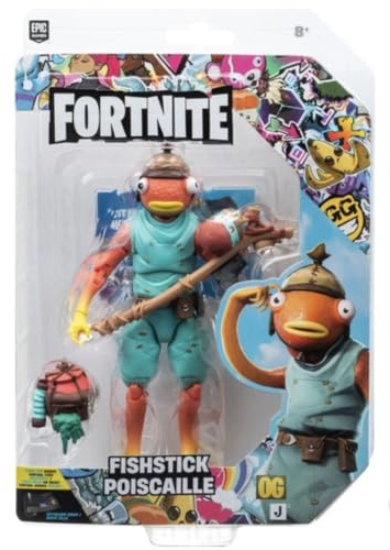Fortnite FNT1615 - Legendary Fishstick (Fischstäbchen) Figur, 15 cm | Mit Erntewerkzeug, Rücken-Accessoire und Code für ein virtuelles Item, offizielle Figur