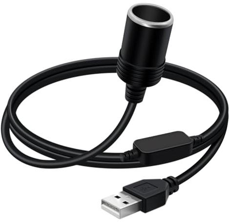 YINGAYOU Adaptador USB A Mechero Hembra 5V-12V Convertidor de USB A Mechero Coche para Encendedores Registrador de Conducción GPS (USB, 1.2 m)