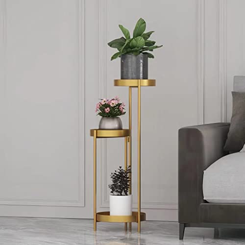 GODFSAHG Metal Plant Stand Indoor Tall 35'' Corner Plant Holder Modern Flower Pot Shelf Planter Display Rack Gold Color Stylish Living Room Garden Decor