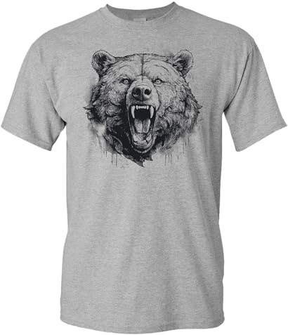 Baddery Bären T-Shirt - „Rage of the Wild“ (Heather Grey M)