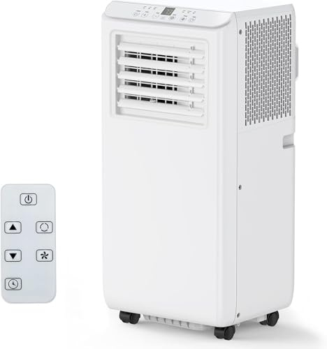 Tragbare Klimaanlagen, 8000 BTU Tragbarer AC für Räume bis zu 350 Quadratmeter, 3-in-1-Einheit mit Kühlung, Luftentfeuchter, 3-Gang-Lüfter, 24-Stunden-Timer, Fernbedienung und leiser Betrieb, ideal