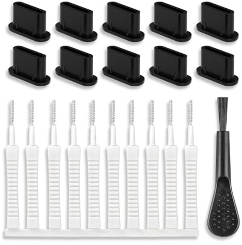 SGERUFZ 22 USB & Typ C Handy Reinigungsset, Telefon Port Reinigungsbürsten Set, Metall Anti Staub Stecker, Telefon Lautsprecher Reinigungsbürsten, Telefonhörer Reinigungsbürste & Schutzkappe