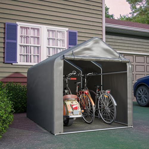Fahrradgarage 160x220x165 cm, Fahrradgarage für 3 Fahrräder, Fahrradschuppen mit UV-Schutz Fahrradschuppen, Fahrradgarage Wetterfest, Gerätezelt mit Wasserdichtes Rolltor (160x220x165 cm)