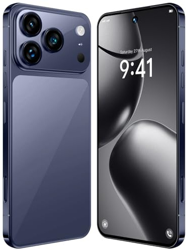 I17 Pro Max Telefono Cellulare 5G Sbloccato Android 15 Telefono Dual SIM Smartphone Con Fotocamera Da 108 MP E 78 MP Batteria Da 8000 MAh Standby 16 GB E 1 TB Smartphone A 10 Core,Blue-7.3 Inch