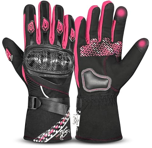 BEAST RAGE Gants de Moto d'hiver,Gants de Moto Thermiques imperméables et Coupe-Vent pour Hommes et Femmes,Gant de Moto Chauds à écran Tactile pour la Course de Motocross,Le vélo