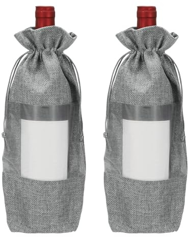 QUARKZMAN 2 Stück Weinflaschen Geschenktaschen Mit Zugbändern Klare Jute Wein Taschen Wiederverwendbare Flaschenhüllen Für Hochzeit Geburtstag Party Grau | Wiederverwendbare Flaschenhüllen, Mit Zugbändern, Für Hochzeit Geburtstag Party