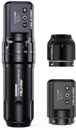 Dragonhawk Fold Pro Tattoo Maschine Set 2pcs Akku Tätowiermaschine mit 7 Hübe 2.4-4.2mm für professionelle Tätowierer