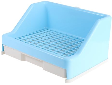 HYTROVE Toilette Pratica a Cassetto per Conigli Nano Vaschetta Igienica Antiribaltamento e Blocco Fisso, Facile da Pulire e Installare, per Conigli Domestici Blu