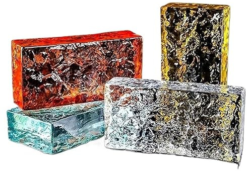 Brique de verre transparent, Blocs de verre architecturaux multicolores 20x10x5 cm(Yellow)