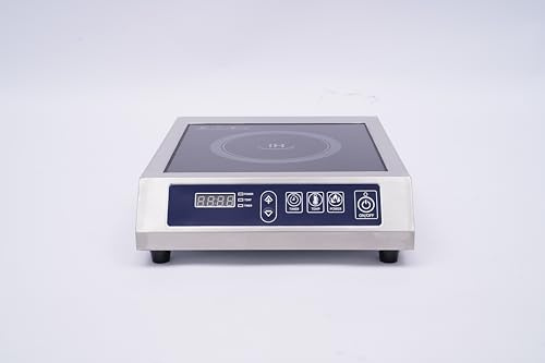 3500W Gewerblicher Induktionsherd, 24H Timer Induktionskochplatte Edelstahl | Elektromagnetische Einzeln Induktion Platten mit 10 Temperaturstufen & 11 Leistungsstufen,für Restaurant,Hotpot und Hausk