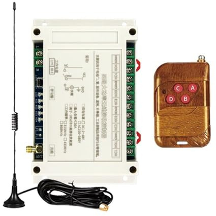 Aundhegrtt Télécommande sans 4 Canaux 300 M AC 100-400 V, Émetteur 30 A pour Portes de Garage, Interrupteur pour Éclairage LED, Relais + Récepteur 433 MHz