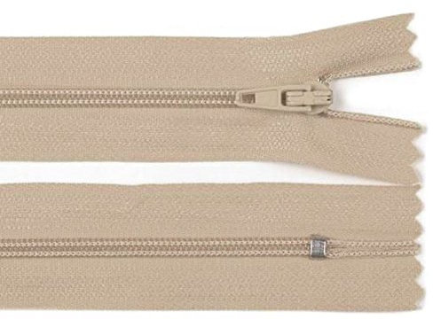 Schnoschi 1 Stück 40 cm Langer Spiralreißverschluss, Nicht teilbar, beige, 3mm Laufschiene Reißverschluss