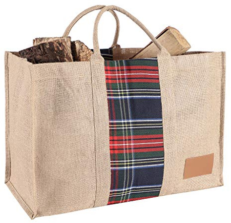 Kindling Bag - Canvas Firewood Log Storage Carrier (BR46) | 50kg Capacity, Carrying Handle, Lined
