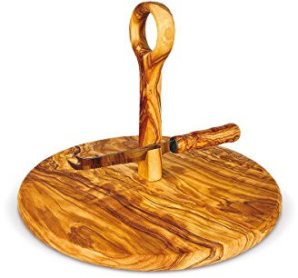 ARTE LEGNO SPELLO SRL Arte Madera Spello Srl Tabla Redonda para quesos y cuchillo (madera de olivo