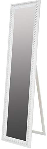 Casa Padrino Barock Standspiegel Weiss mit wunderschönem antik-weißem Kordelrahmen H. 180 cm - Handgefertigt