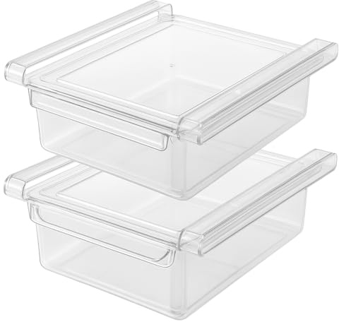 2 x „Kühlschrank-Klemm-Schublade – 2er Set | BPA-frei, transparent, stapelbar – Zusatzfach für Gemüse & Kleinteile“